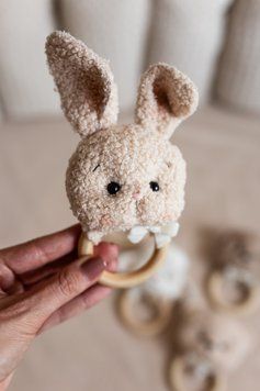 Soft baby animal rattle toy &ndash; bear, bunny, kitten, lamb newborn gift 10449_GIFT_SET_4_LAMB_GRAY фото