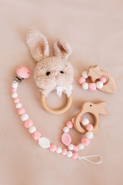 Soft baby animal rattle toy &ndash; bear, bunny, kitten, lamb newborn gift 10449_GIFT_SET_4_LAMB_GRAY фото