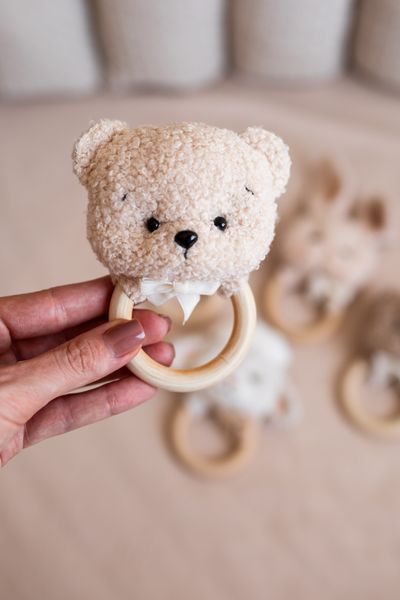 Soft baby animal rattle toy &ndash; bear, bunny, kitten, lamb newborn gift 10449_GIFT_SET_4_LAMB_GRAY фото