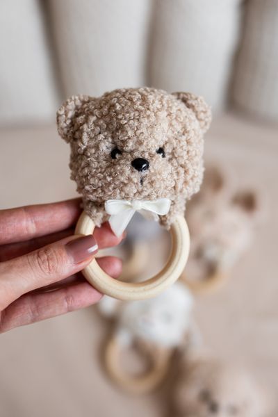 Soft baby animal rattle toy &ndash; bear, bunny, kitten, lamb newborn gift 10449_GIFT_SET_4_LAMB_GRAY фото